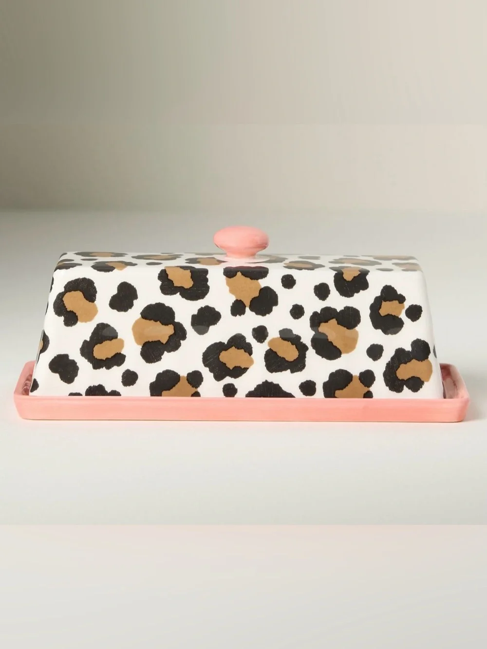 New! NWT Anthropologie Chintzware Leopard Stoneware Butter Dish